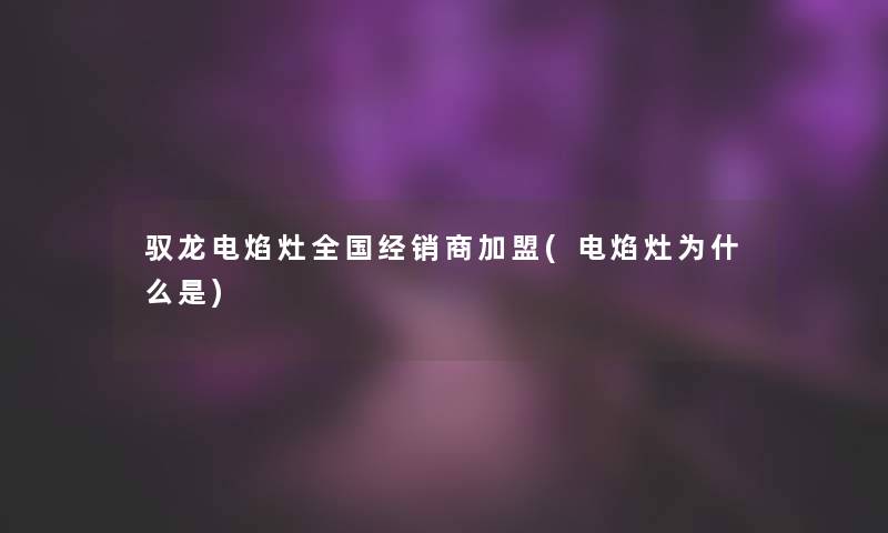 驭龙电焰灶全国经销商加盟(电焰灶为什么是)