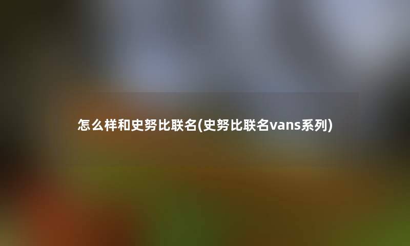 怎么样和史努比联名(史努比联名vans系列)