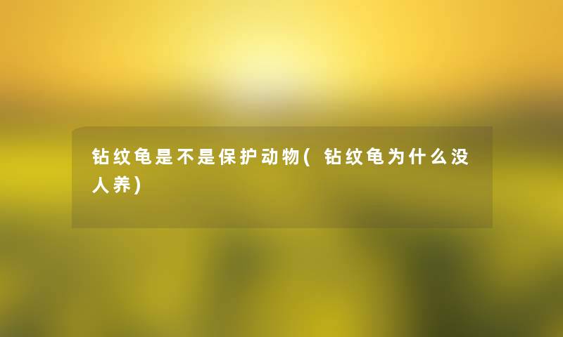 钻纹龟是不是保护动物(钻纹龟为什么没人养)