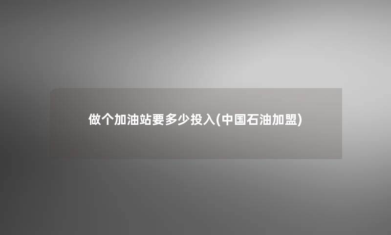 做个加油站要多少投入(中国石油加盟)