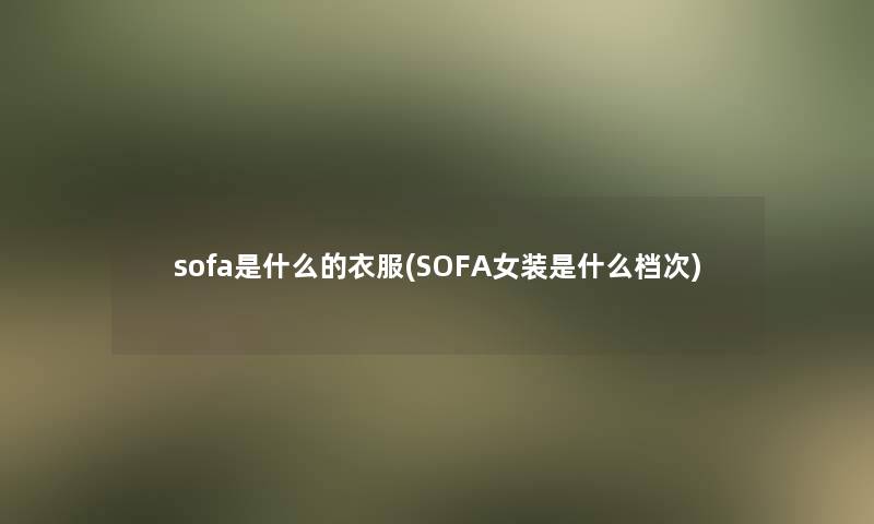 sofa是什么的衣服(SOFA女装是什么档次)