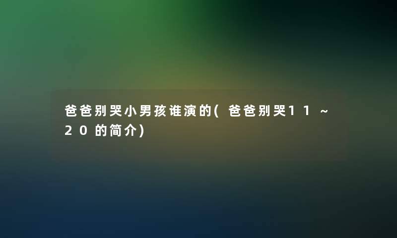 爸爸别哭小男孩谁演的(爸爸别哭11～20的简介)