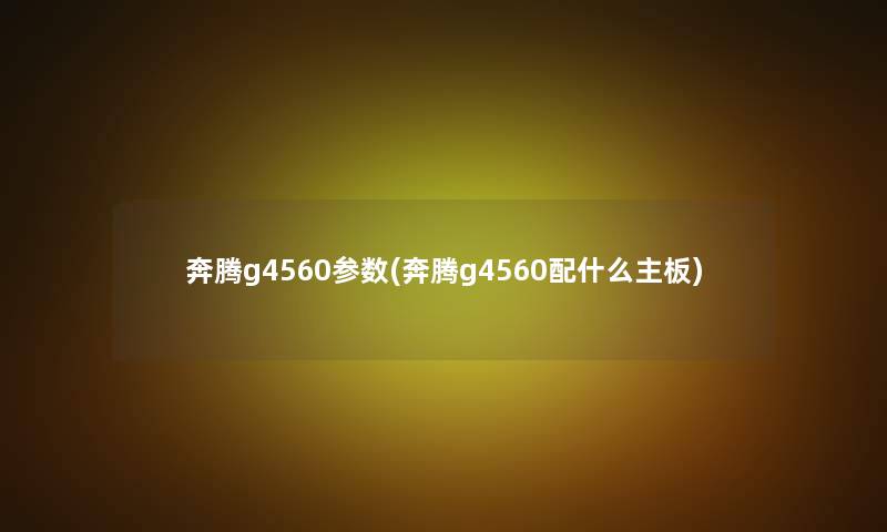 奔腾g4560参数(奔腾g4560配什么主板)