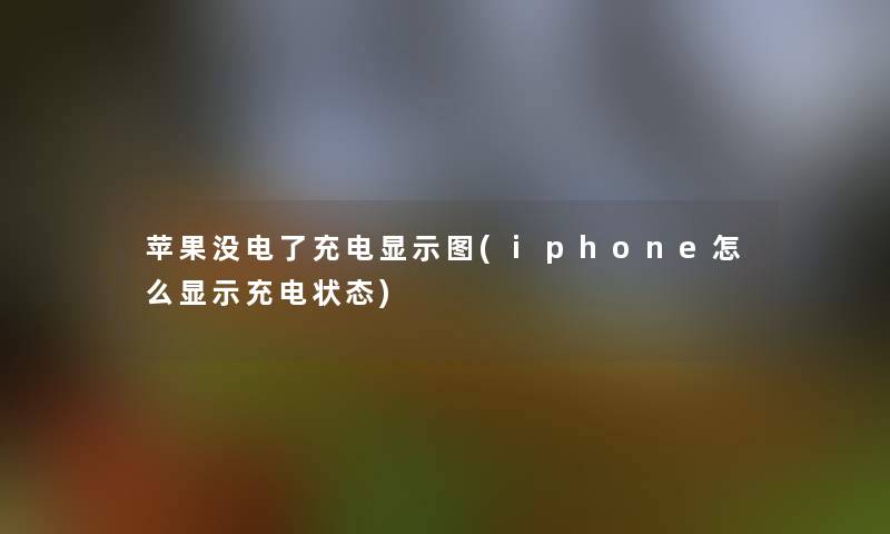 苹果没电了充电显示图(iphone怎么显示充电状态)