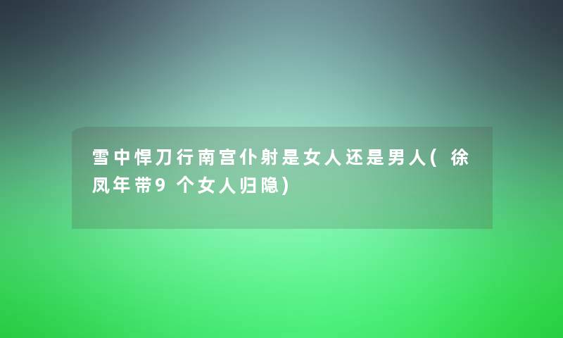 雪中悍刀行南宫仆射是女人还是男人(徐凤年带9个女人归隐)