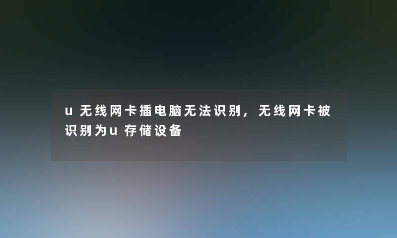 u无线网卡插电脑无法识别,无线网卡被识别为u存储设备