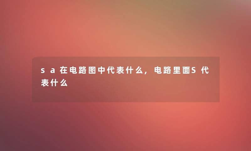 sa在电路图中代表什么,电路里面S代表什么