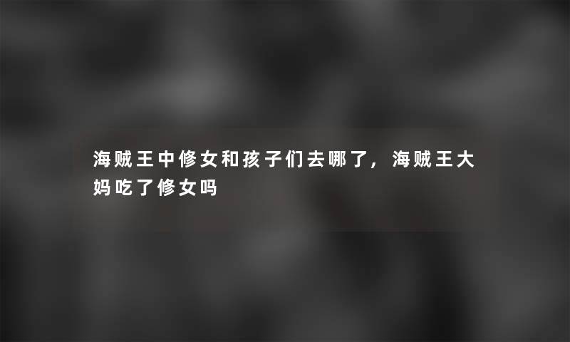 海贼王中修女和孩子们去哪了,海贼王大妈吃了修女吗