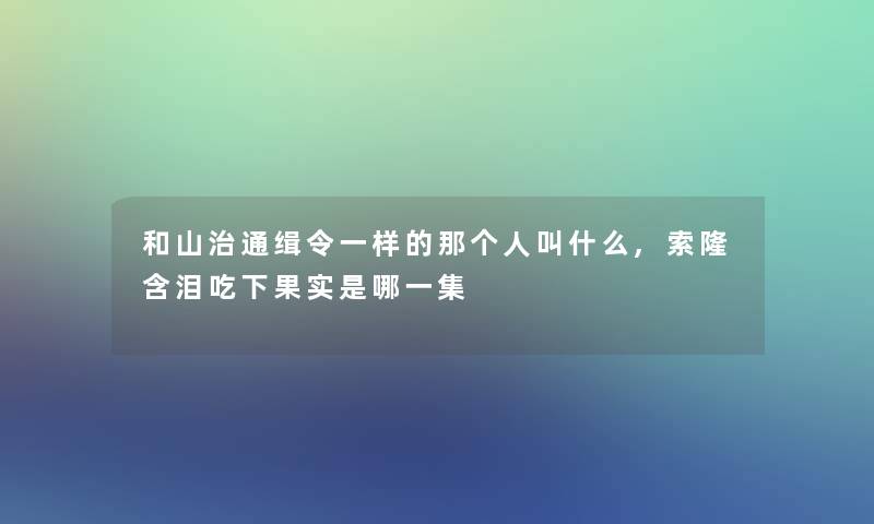 和山治通缉令一样的那个人叫什么,索隆含泪吃下果实是哪一集