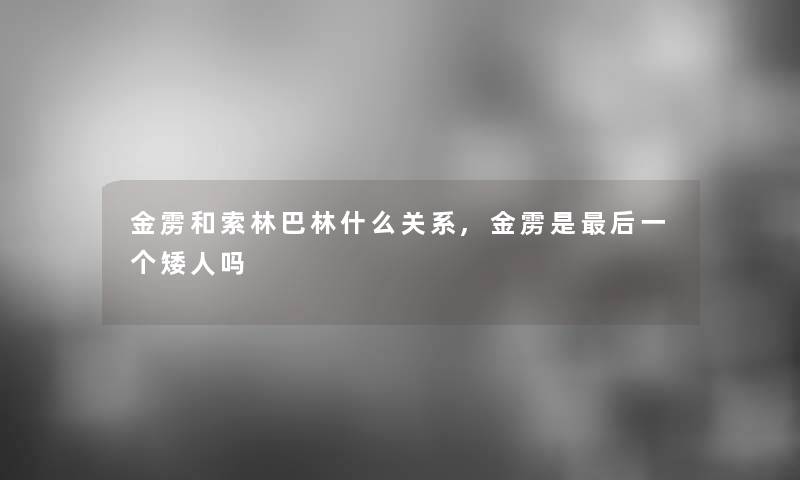 金雳和索林巴林什么关系,金雳是后一个矮人吗