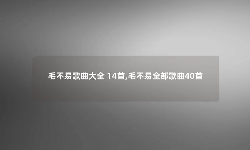 毛不易歌曲大全 14首,毛不易整理的歌曲40首