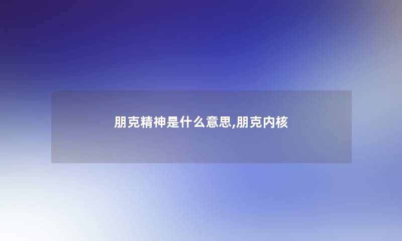 朋克精神是什么意思,朋克内核