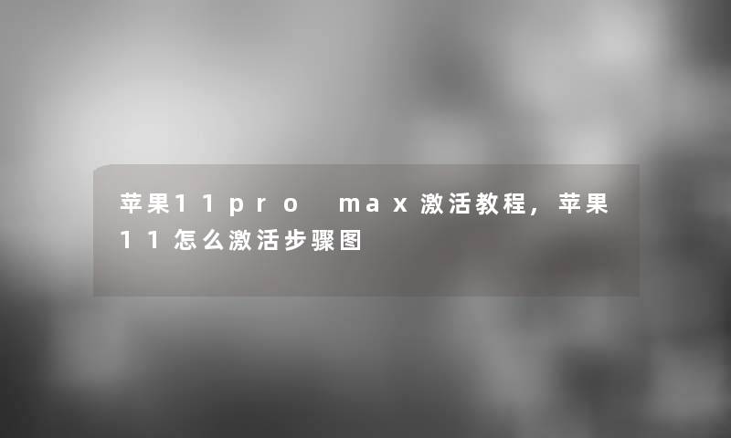 苹果11pro max激活教程,苹果11怎么激活步骤图