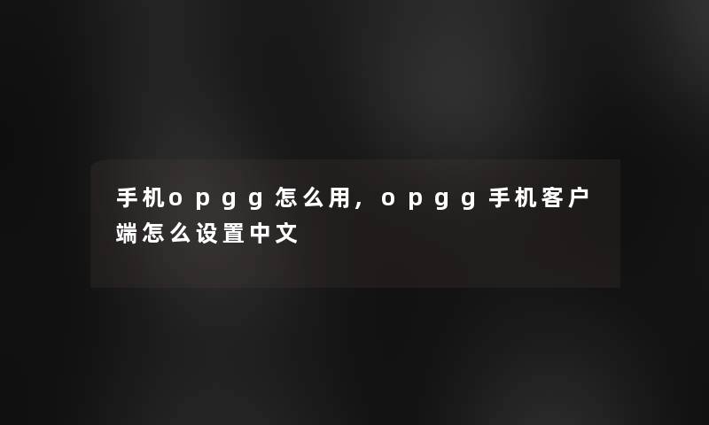 手机opgg怎么用,opgg手机客户端怎么设置中文