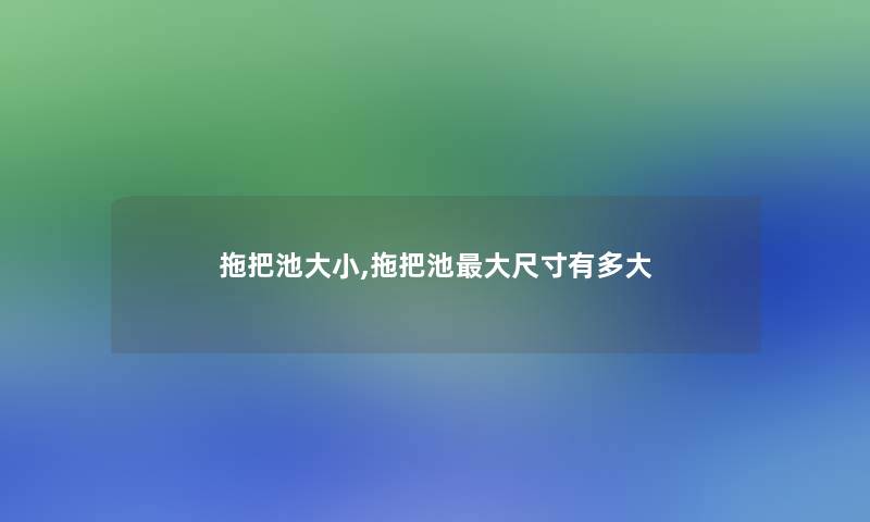 拖把池大小,拖把池大尺寸有多大