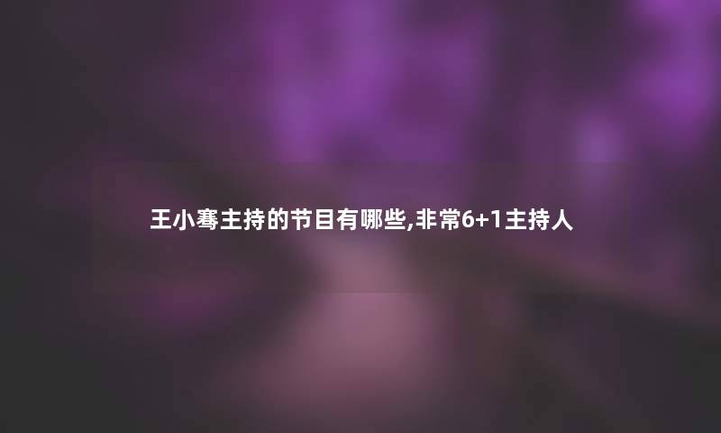 王小骞主持的节目有哪些,非常6+1主持人