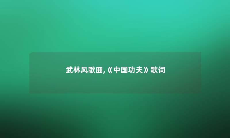 武林风歌曲,《中国功夫》歌词