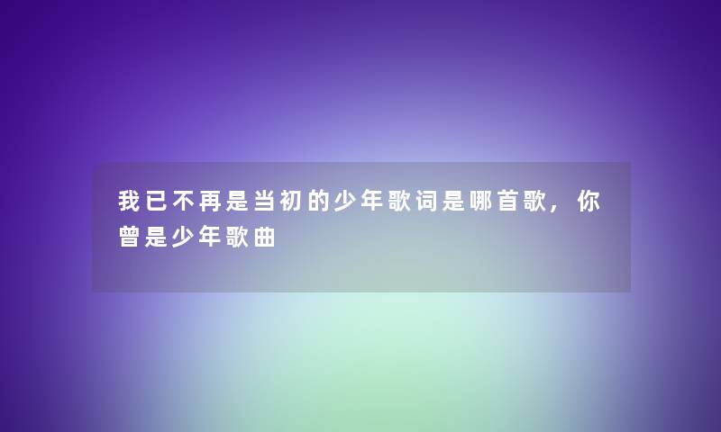 我已不再是当初的少年歌词是哪首歌,你曾是少年歌曲