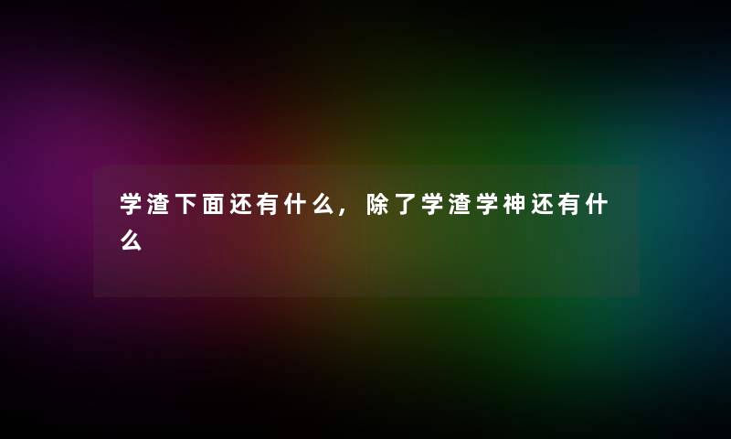 学渣下面还有什么,除了学渣学神还有什么