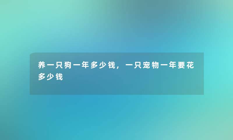 养一只狗一年多少钱,一只宠物一年要花多少钱